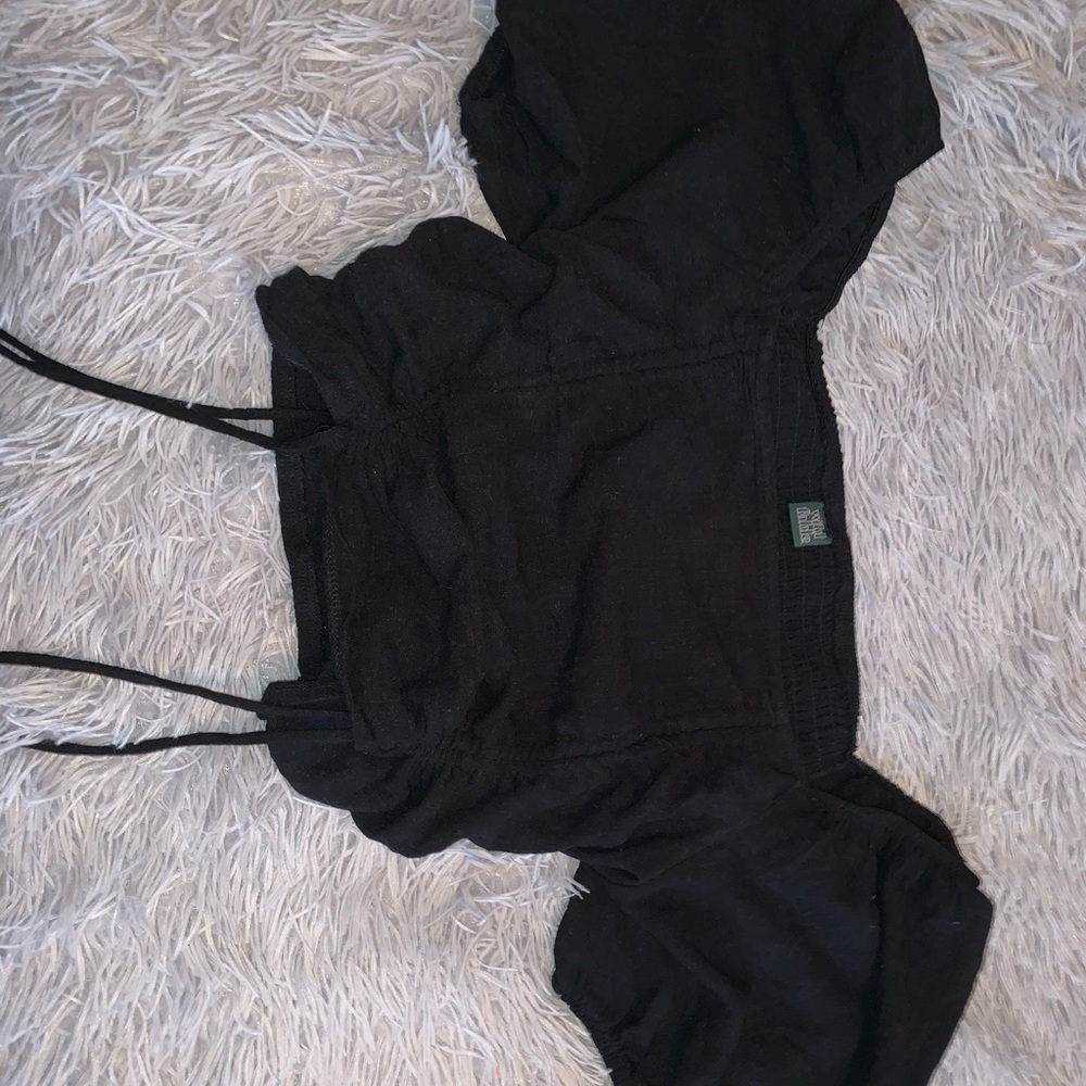 cropped black off the shoulder top